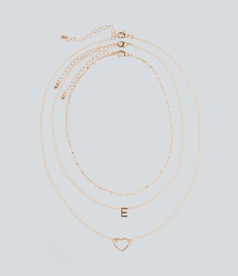Heart-Shaped Letter Necklace Set