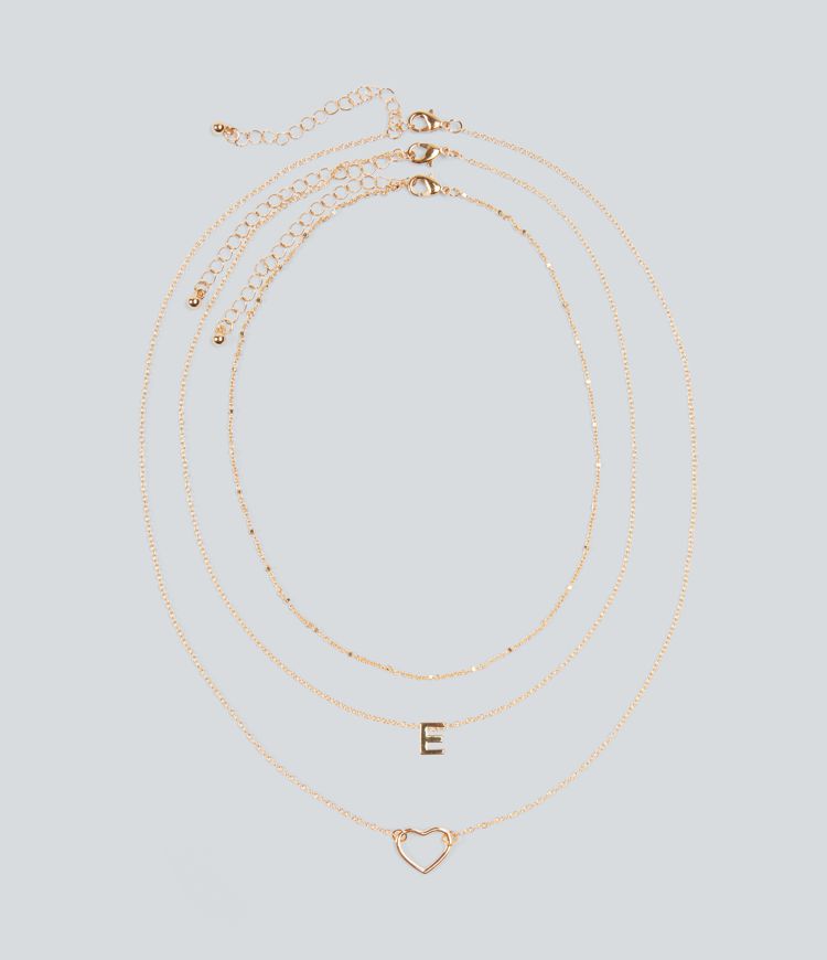 Heart-Shaped Letter Necklace Set
