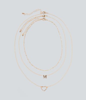 Heart-Shaped Letter Necklace Set