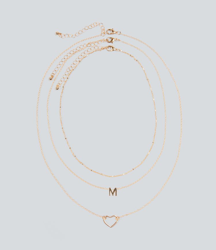 Heart-Shaped Letter Necklace Set