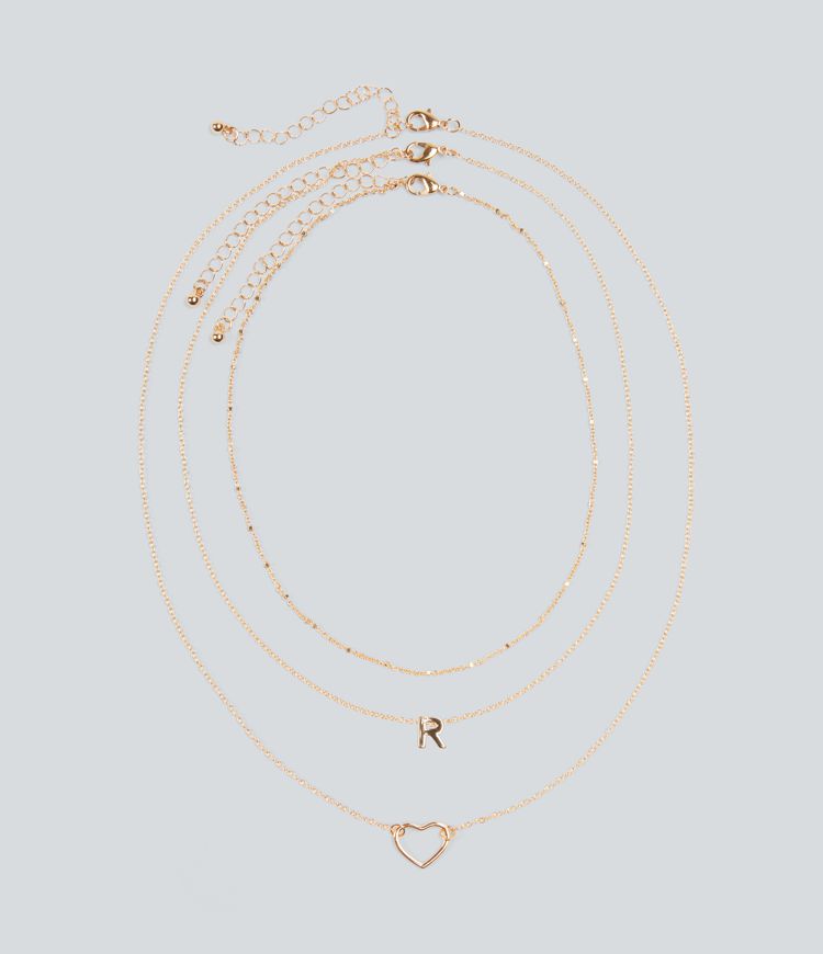 Heart-Shaped Letter Necklace Set