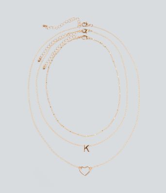 Heart-Shaped Letter Necklace Set
