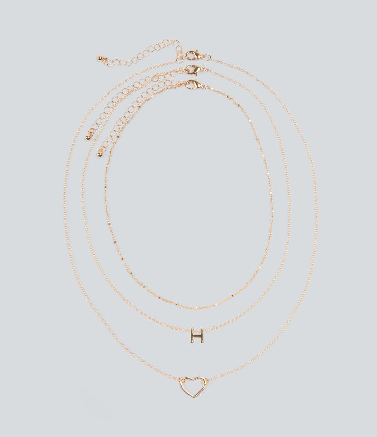 Heart-Shaped Letter Necklace Set