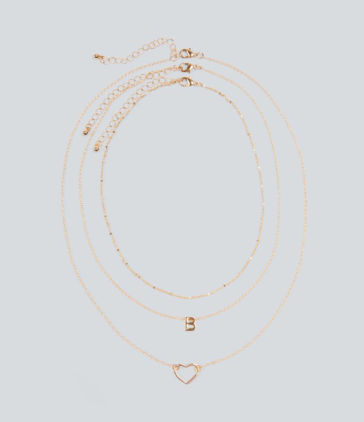 Heart-Shaped Letter Necklace Set