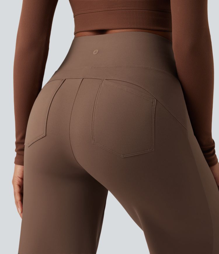 DayStretch High Waisted Tummy Control Wide Leg Baggy Yoga Pants with Pockets