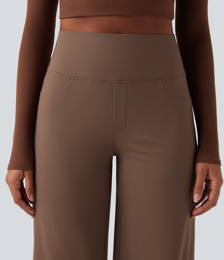 DayStretch High Waisted Tummy Control Wide Leg Baggy Yoga Pants with Pockets