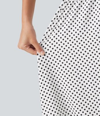 Tie Front Polka Dot Flowy Midi Casual Slip Dress Tie Front Polka Dot Flowy Midi Casual Slip Dress