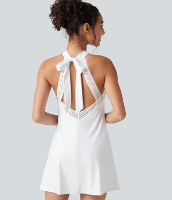 SoftlyZero™ Airy Tie Back Built-in Bra 2-in-1 InstantCool Mini Yoga Active Dress with Pocket-Longer Length-UPF50+ SoftlyZero™ Airy Tie Back Built-in Bra 2-in-1 InstantCool Mini Yoga Active Dress with Pocket-Longer Length-UPF50+