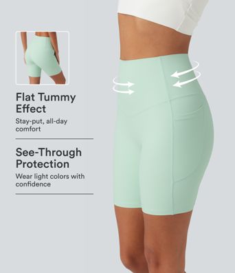 Halara UltraSculpt™ High Waisted Tummy Control Shaping Training Biker Shorts 7'' with Pockets