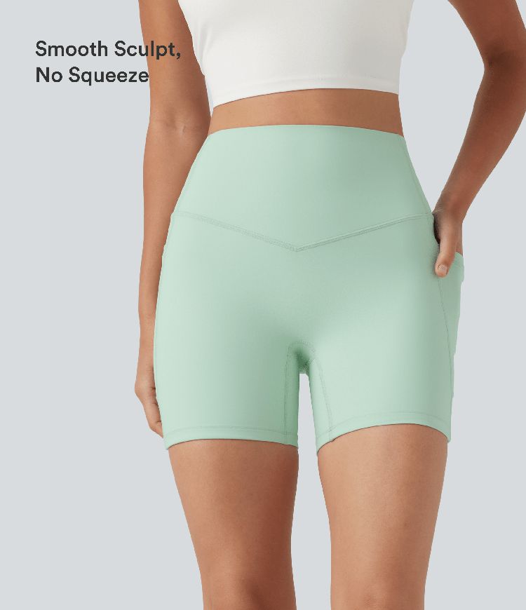 Halara UltraSculpt™ High Waisted Tummy Control Shaping Training Biker Shorts 5'' with Pockets