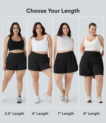 2-in-1-Fitness-Shorts in Großgröße mit Gesäßtasche und versteckten Seitentaschen, 8,9 cm