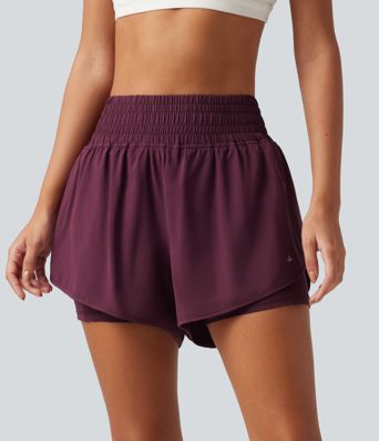 Short de running 2-en-1 Breezeful™ taille haute à ourlet croisé arrondi, séchage rapide, poches, 7,5 cm Short de running 2-en-1 Breezeful™ taille haute à ourlet croisé arrondi, séchage rapide, poches, 7,5 cm