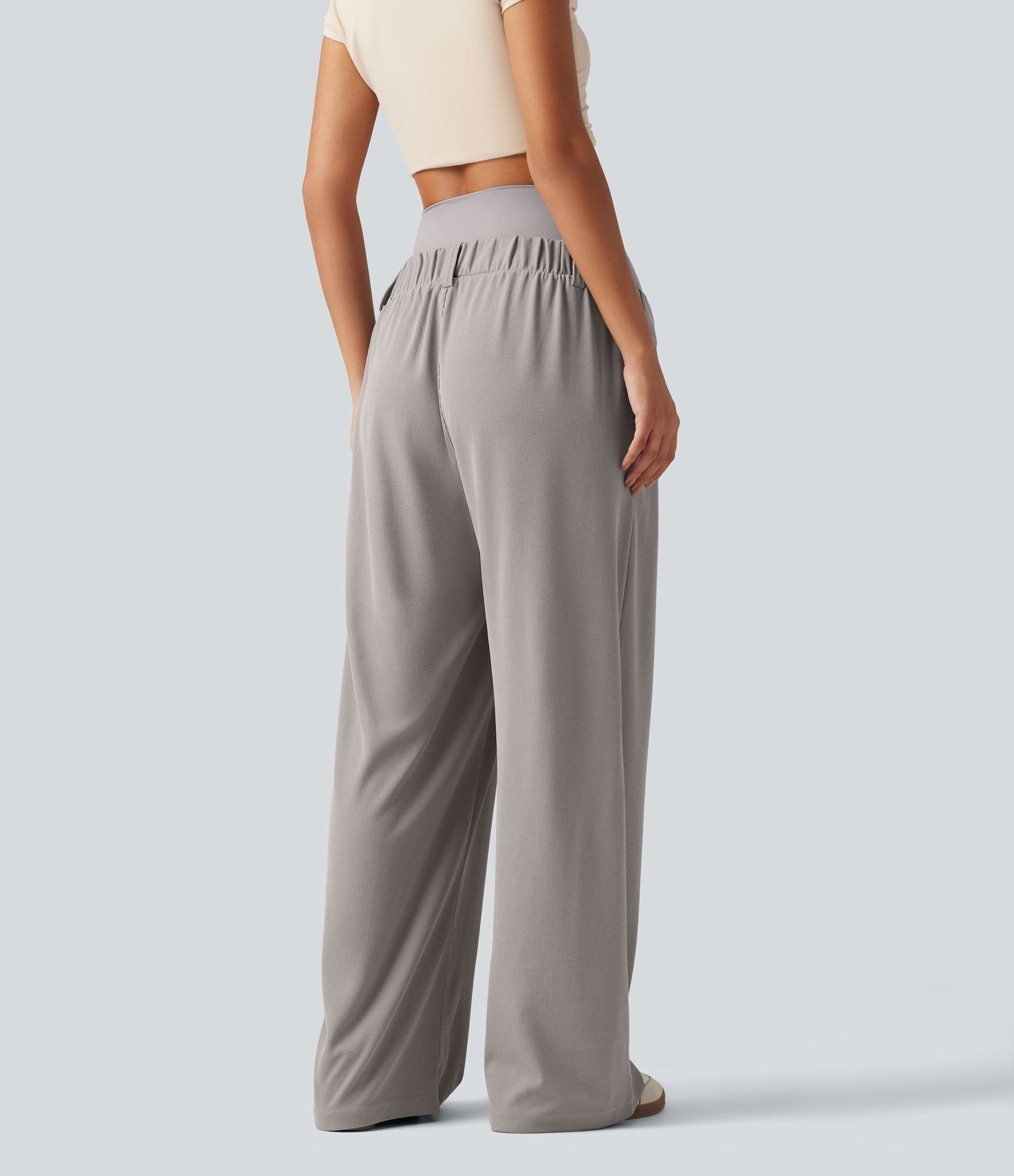 Halara Flex™ Super High Waisted Wide Leg Waffle Maternity Work Pants with Pockets