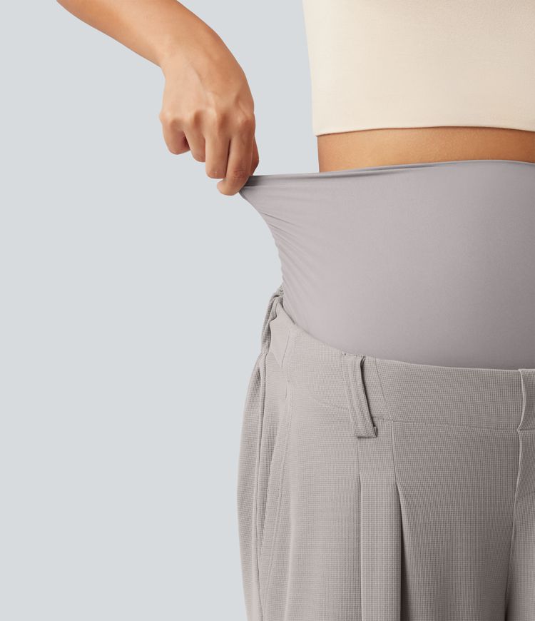 Halara Flex™ Super High Waisted Wide Leg Waffle Maternity Work Pants with Pockets