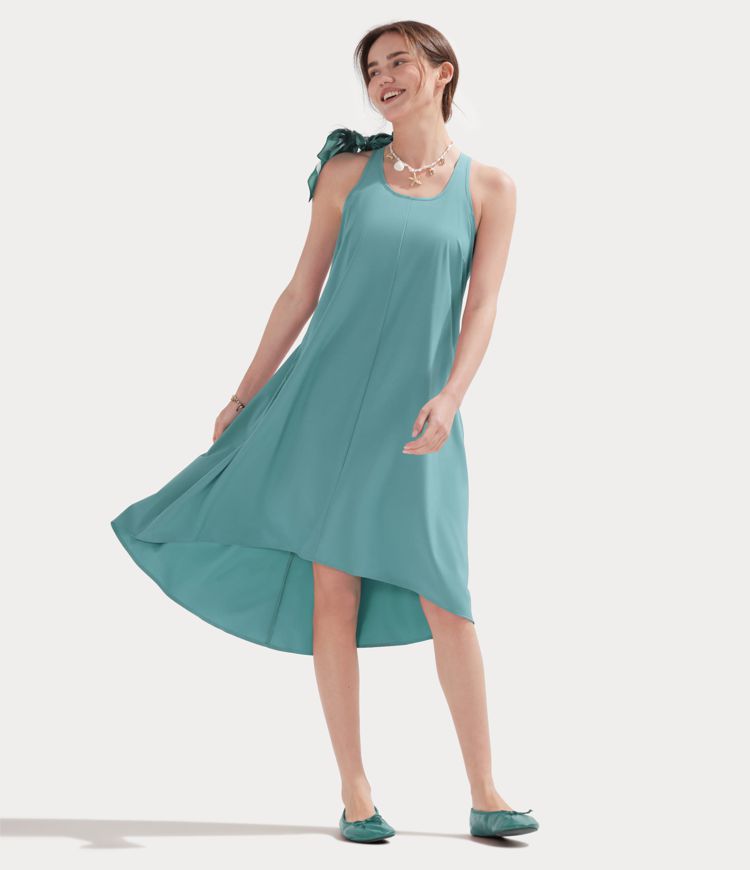 Breezeful™ RacerPocket High Low Flowy Midi Quick Dry Casual Dress