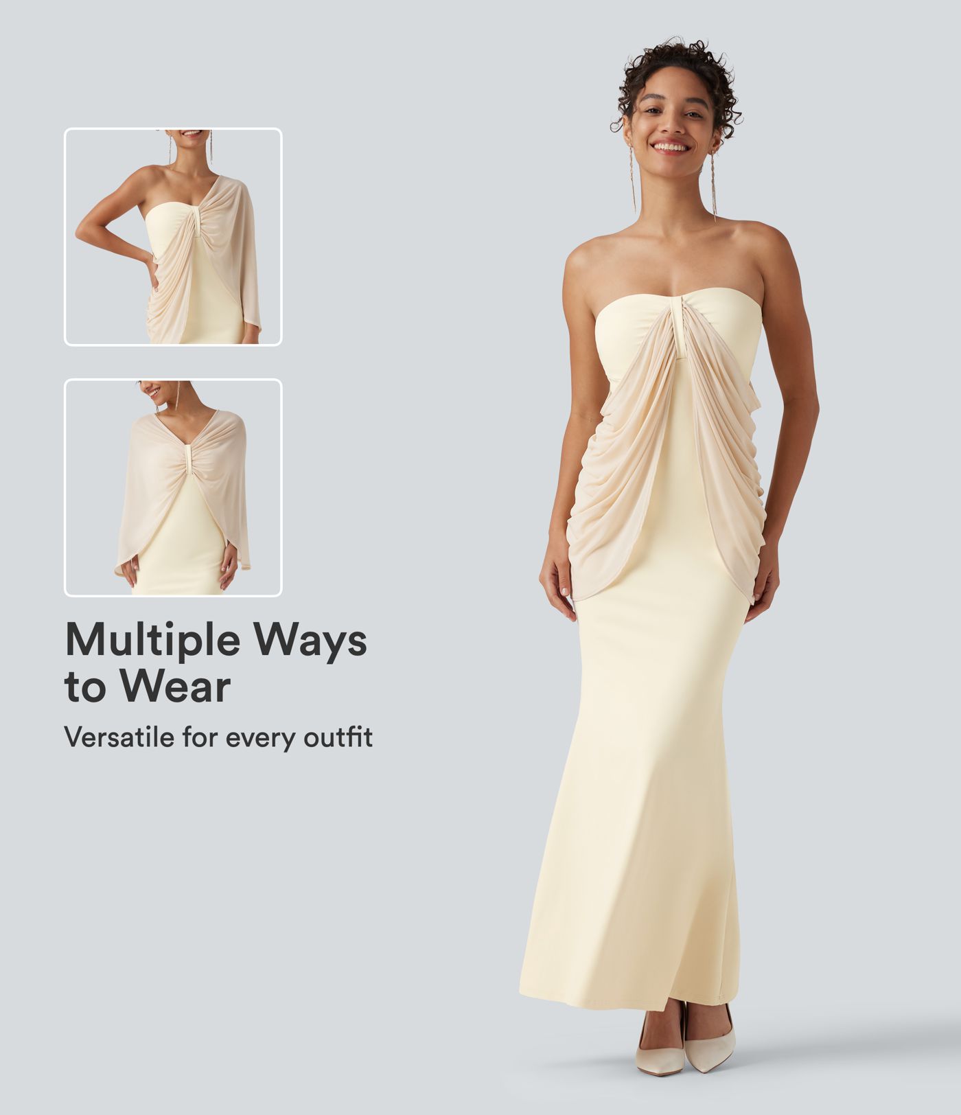 SoftlyZero™ Plush Tube Built-in Bra Contrast Mesh Mermaid Maxi Dress SoftlyZero™ Plush Tube Built-in Bra Contrast Mesh Mermaid Maxi Dress