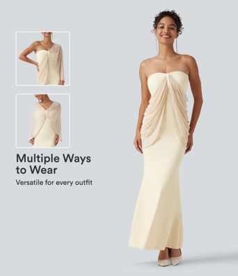 SoftlyZero™ Plush Tube Built-in Bra Contrast Mesh Mermaid Maxi Dress SoftlyZero™ Plush Tube Built-in Bra Contrast Mesh Mermaid Maxi Dress