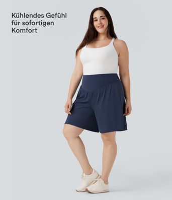 Softlyzero™ Airy - Yoga-Bermudashorts mit hohem Bund, Seitentaschen und InstantCool - Plus-Size