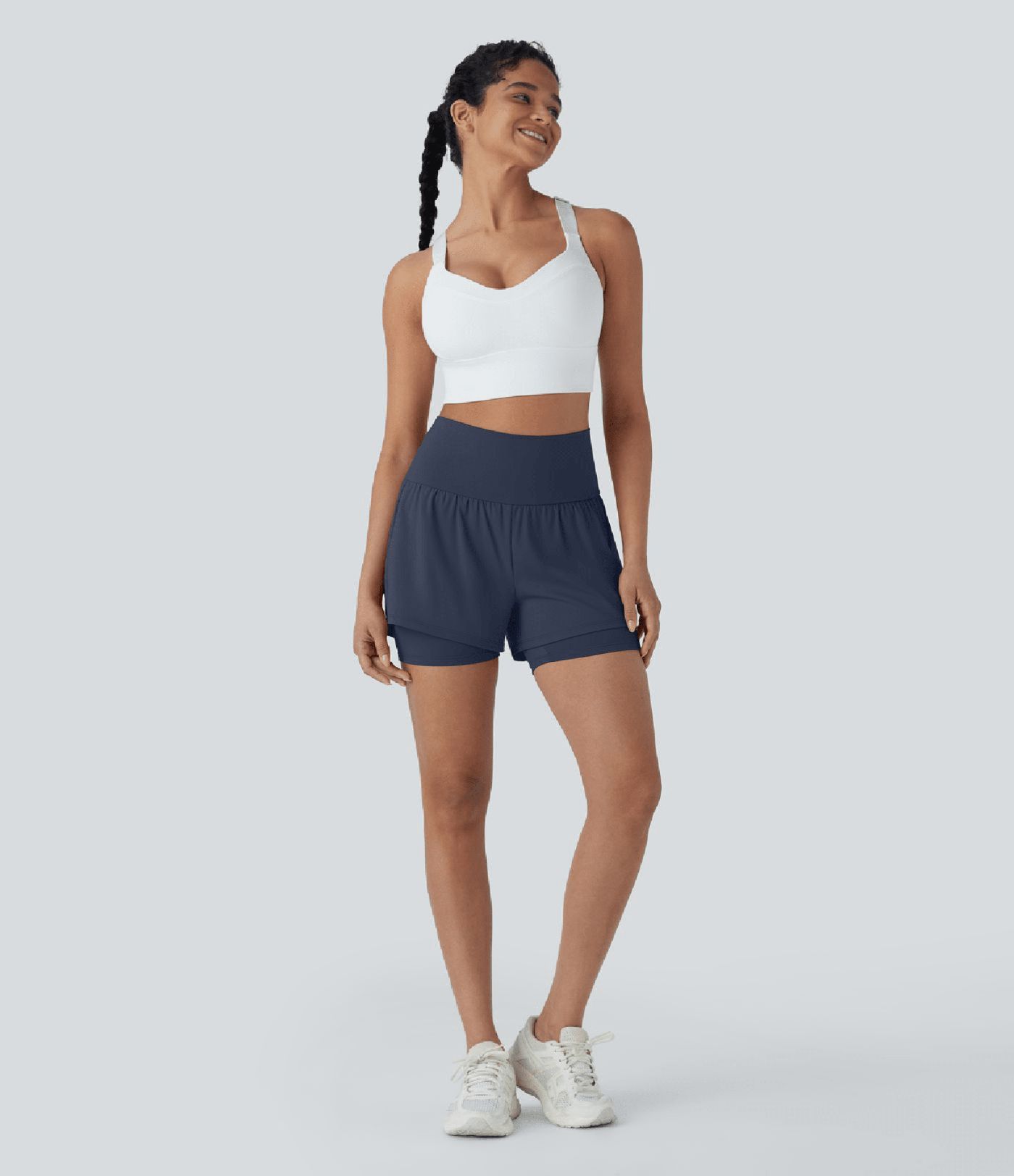 SoftlyZero™ Short de Yoga Aérien Taille Haute Super 2-en-1 Cool Touch de 5 pouces avec Poches
