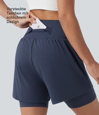 Softlyzero™ Airy - 2-in-1 Yoga-Shorts mit superhohem Bund, Seitentasche und InstantCool - 17,8 cm