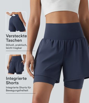 Softlyzero™ Airy - 2-in-1 Yoga-Shorts mit superhohem Bund, Seitentasche und InstantCool - 17,8 cm