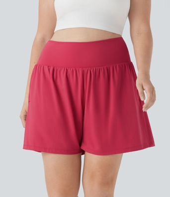 Softlyzero™ Airy - 2-in-1 Yoga-Shorts mit superhohem Bund, Seitentaschen und Cool-Touch - Plus-Size, 18 cm