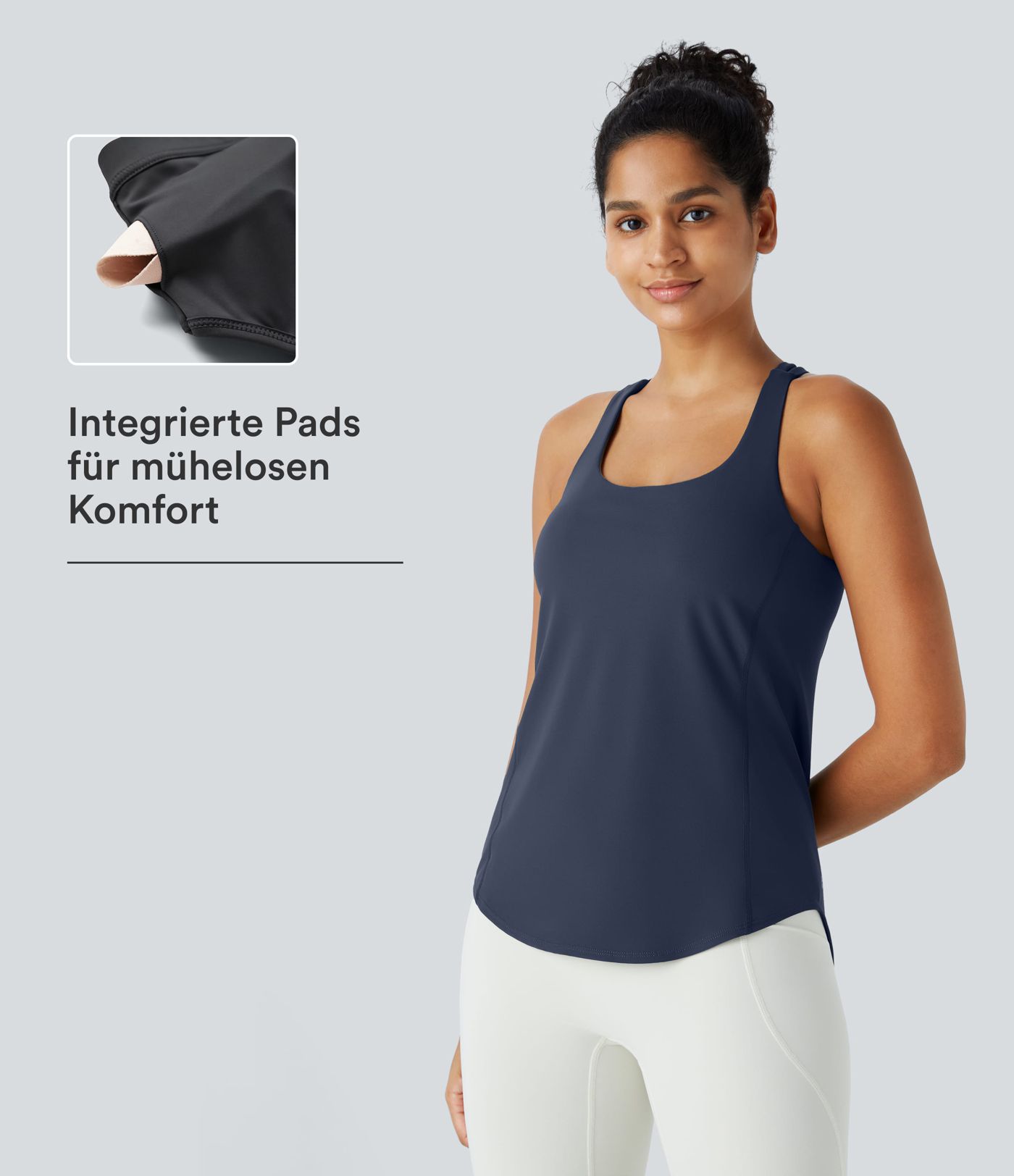 Halara UltraSculpt™ Rückenfreies Lauf-Tanktop mit U-Ausschnitt und überkreuztem, abgerundetem Saum Halara UltraSculpt™ Rückenfreies Lauf-Tanktop mit U-Ausschnitt und überkreuztem, abgerundetem Saum