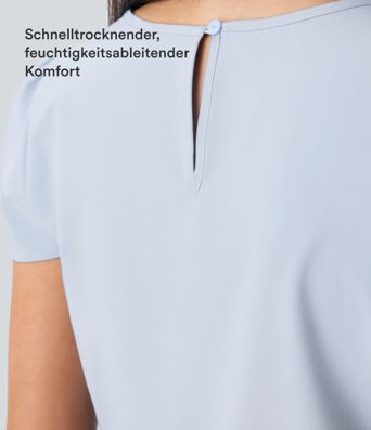 Breezeful™ Top de travail à séchage rapide — encolure ronde, manches courtes, dos avec ouverture en forme de goutte Breezeful™ Top de travail à séchage rapide — encolure ronde, manches courtes, dos avec ouverture en forme de goutte
