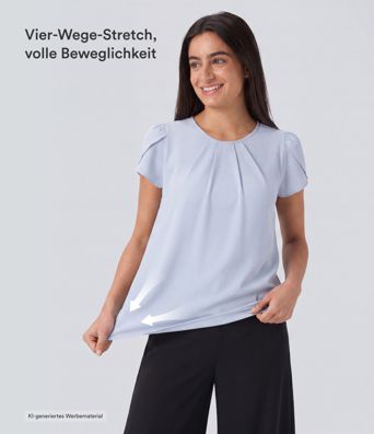 Breezeful™ Top de travail à séchage rapide — encolure ronde, manches courtes, dos avec ouverture en forme de goutte Breezeful™ Top de travail à séchage rapide — encolure ronde, manches courtes, dos avec ouverture en forme de goutte