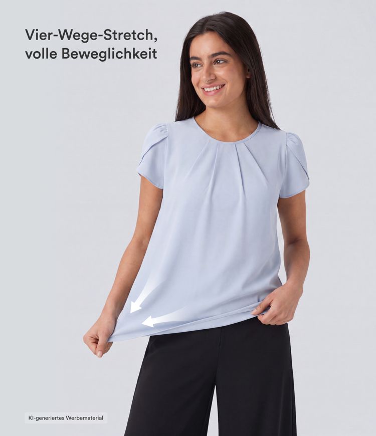 Breezeful™ Top de travail à séchage rapide — encolure ronde, manches courtes, dos avec ouverture en forme de goutte Breezeful™ Top de travail à séchage rapide — encolure ronde, manches courtes, dos avec ouverture en forme de goutte