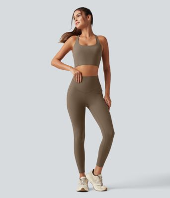 Brassière running Halara UltraSculpt™ côtelée à maintien léger avec coussinets amovibles