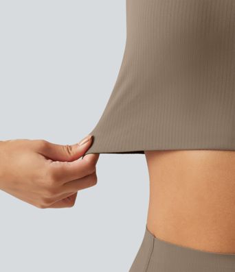 Brassière running Halara UltraSculpt™ côtelée à maintien léger avec coussinets amovibles