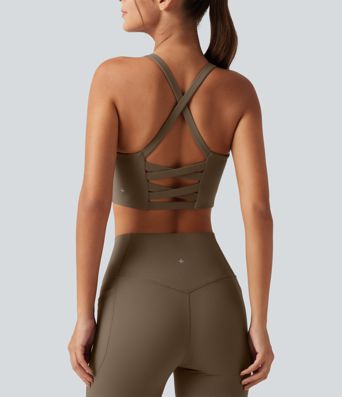 Brassière running Halara UltraSculpt™ côtelée à maintien léger avec coussinets amovibles