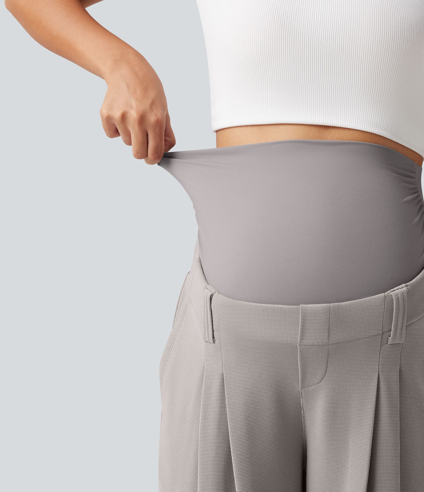 Lässige, schmal zulaufende Umstands-Joggers mit superhohem Bund, Seitentaschen und Waffelstoff