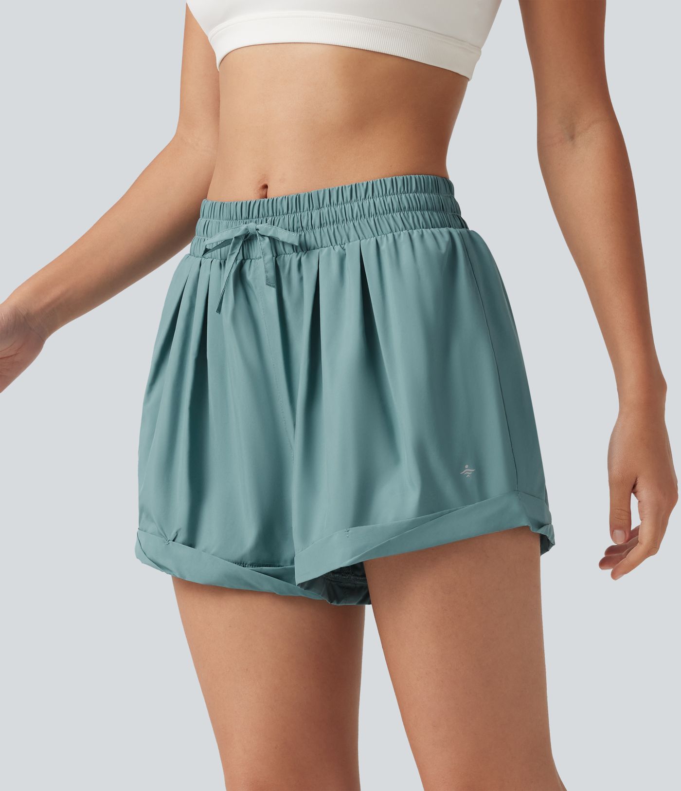 Mid Rise Drawstring 2-in-1 Baggy Running Shorts with Pocket