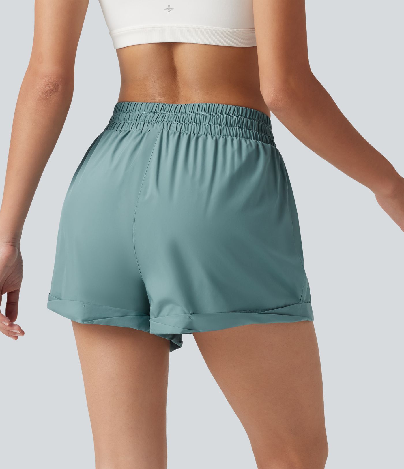 Mid Rise Drawstring 2-in-1 Baggy Running Shorts with Pocket