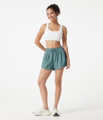 Mid Rise Drawstring 2-in-1 Baggy Running Shorts with Pocket