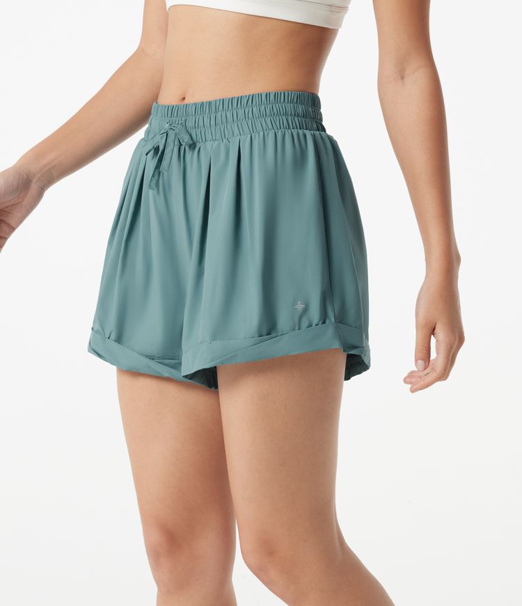 Mid Rise Drawstring 2-in-1 Baggy Running Shorts with Pocket