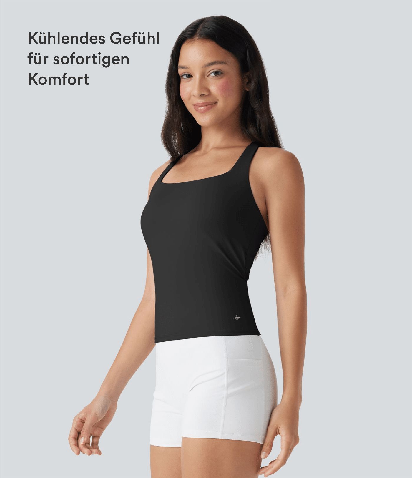 Softlyzero™ Airy - Rückenfreies Lauf-Tanktop mit quadratischem Ausschnitt, überkreuzten Trägern und Cool-Touch - extralang, UPF50+