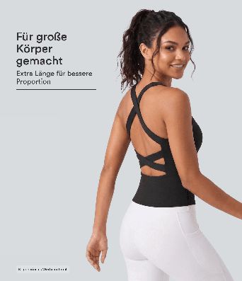 Softlyzero™ Airy - Rückenfreies Lauf-Tanktop mit quadratischem Ausschnitt, überkreuzten Trägern und Cool-Touch - extralang, UPF50+