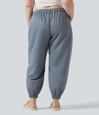 Plus Size Mid Rise Casual Joggers with Pockets Plus Size Mid Rise Casual Joggers with Pockets