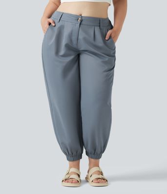 Plus Size Mid Rise Casual Joggers with Pockets Plus Size Mid Rise Casual Joggers with Pockets