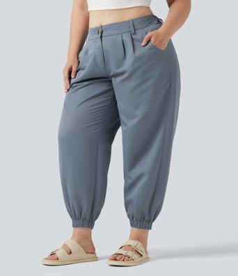 Plus Size Mid Rise Casual Joggers with Pockets Plus Size Mid Rise Casual Joggers with Pockets