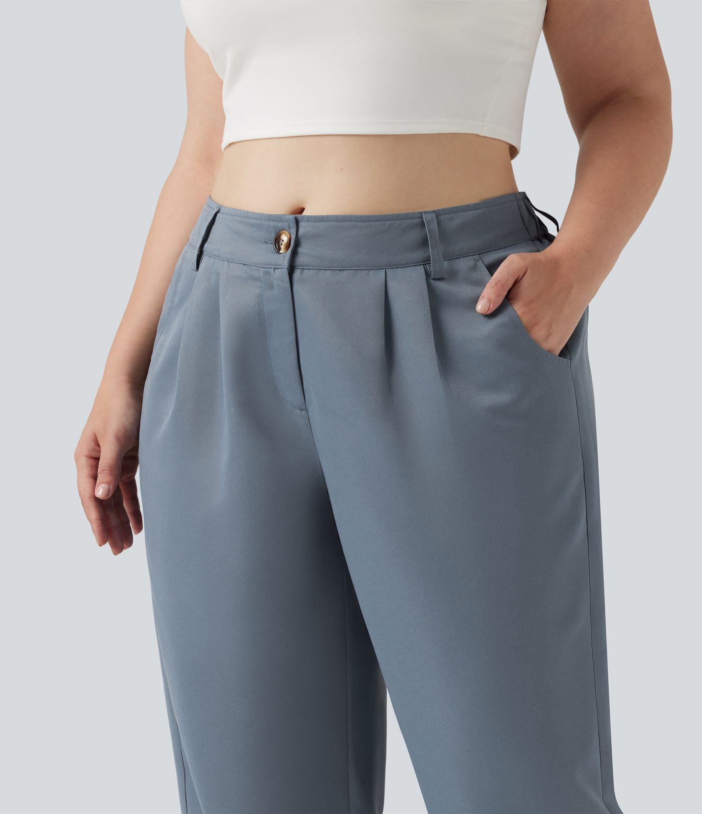 Plus Size Mid Rise Casual Joggers with Pockets Plus Size Mid Rise Casual Joggers with Pockets