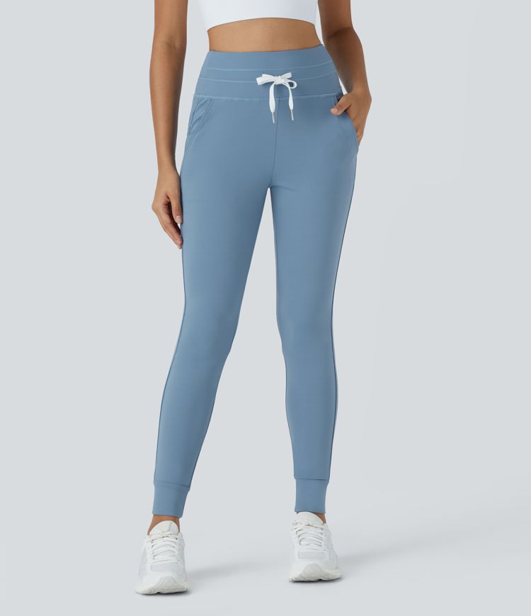 Softlyzero™ Plush Jogginghose mit hohem Bund, Kordelzug, Seitentasche, schlichte Jogginghose in voller Länge