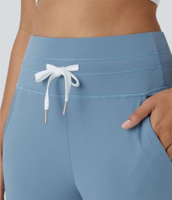Softlyzero™ Plush Jogginghose mit hohem Bund, Kordelzug, Seitentasche, schlichte Jogginghose in voller Länge