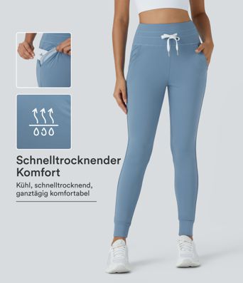 Softlyzero™ Plush Jogginghose mit hohem Bund, Kordelzug, Seitentasche, schlichte Jogginghose in voller Länge
