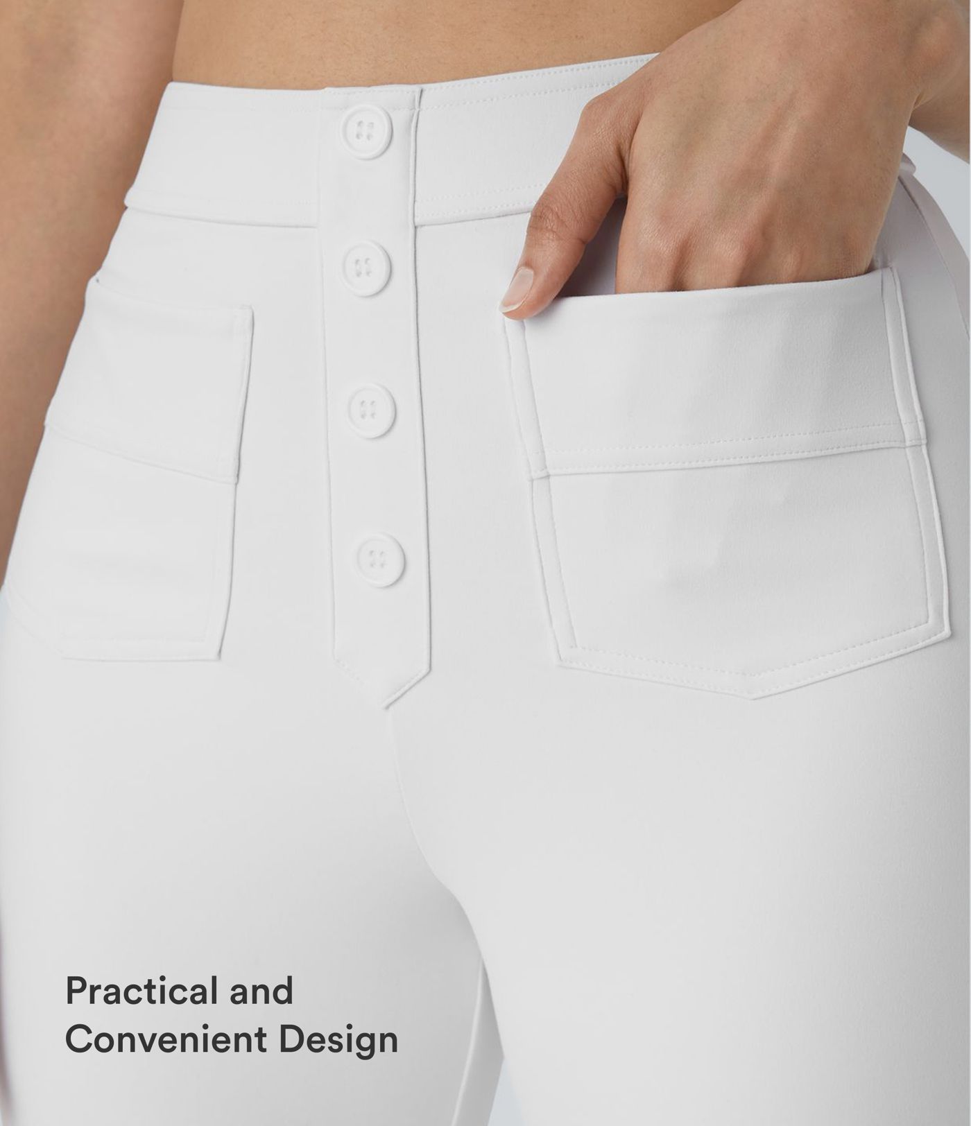 Lässige Stoffhose mit hohem Bund und mehreren Taschen und geradem Bein