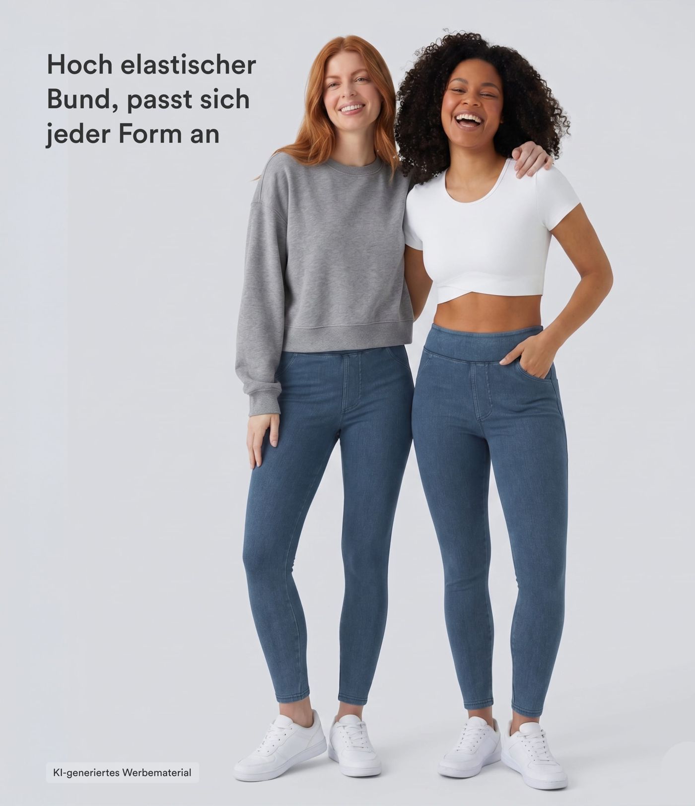 Halara Flex™ Jeans Jeggings aus elastischem Strick-Denim mit hohem Bund und Gesäßtaschen