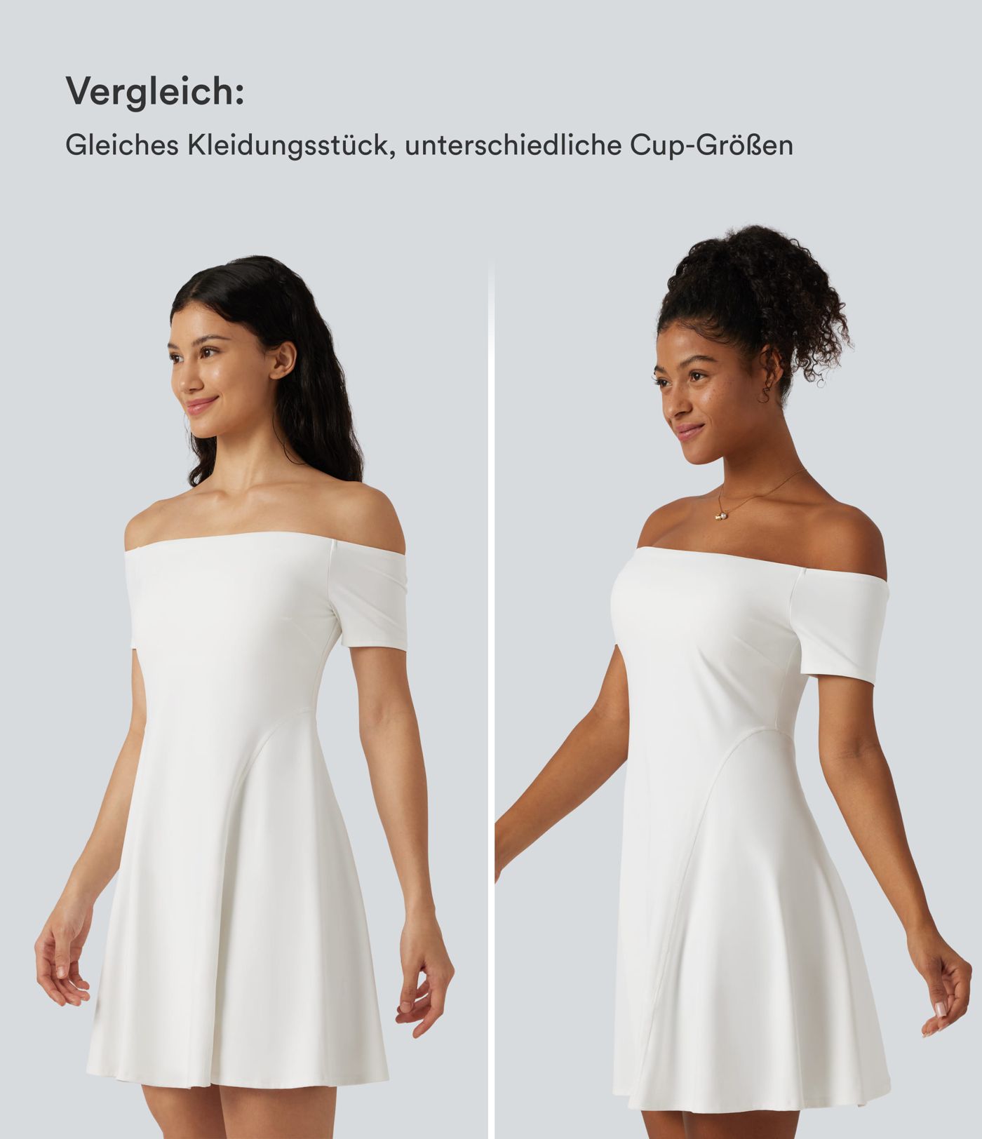 Softlyzero™ Plush - Schulterfreies Minikleid mit kurzen Ärmeln und integriertem BH - B-DD Cups
